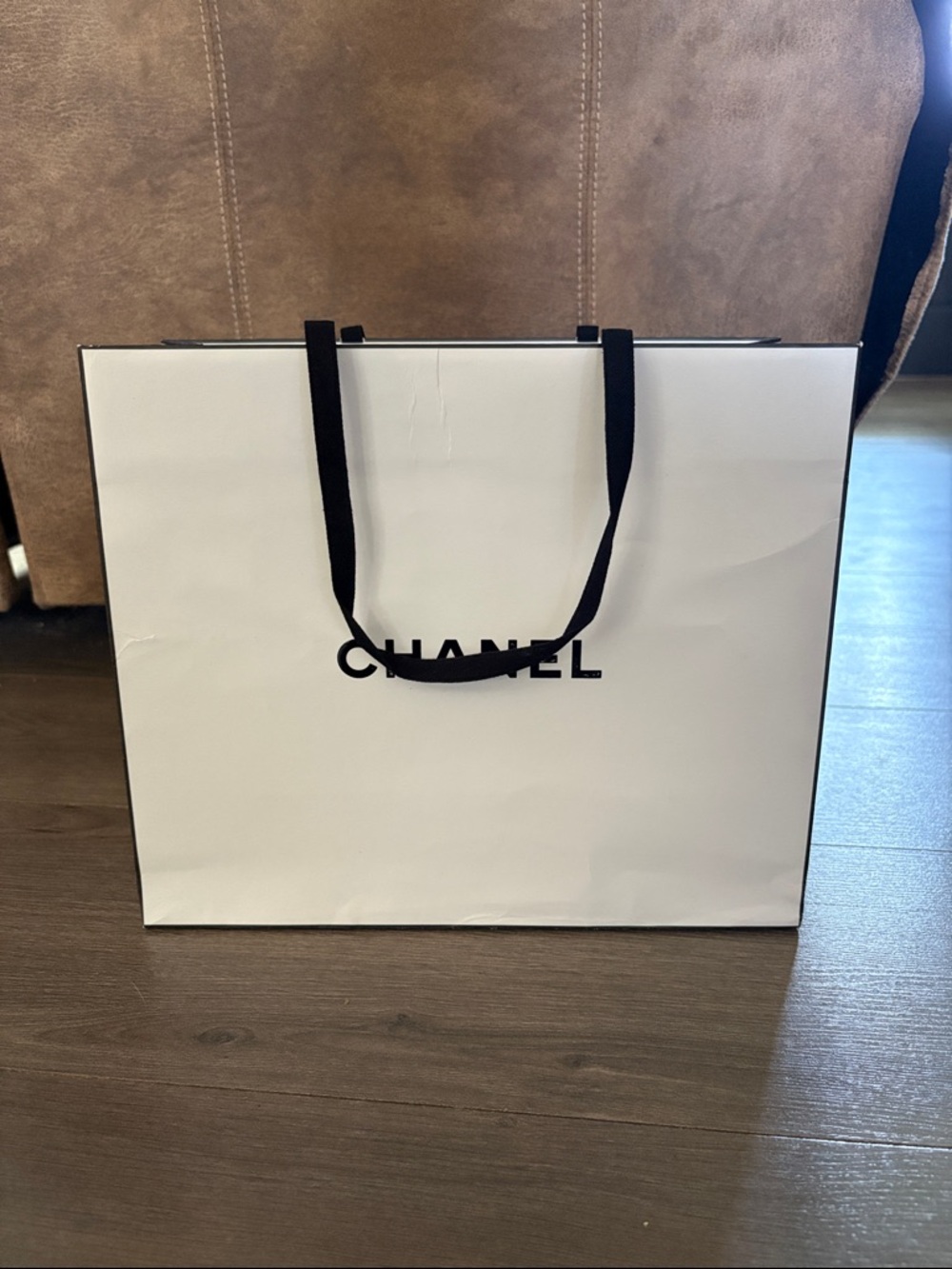 CHANEL White and Black Logo Tote Bag shopping authentic